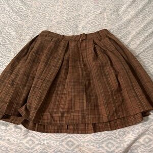Hot Topic Classic Brown Plaid Skater Skirt